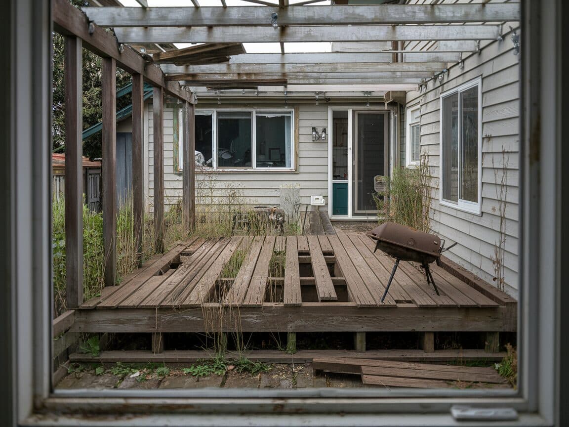 Before: Rotting Deck to Outdoor Living