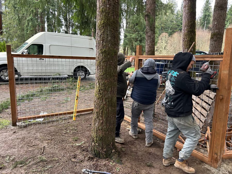 Privacy fence installation, South Whidbey Island