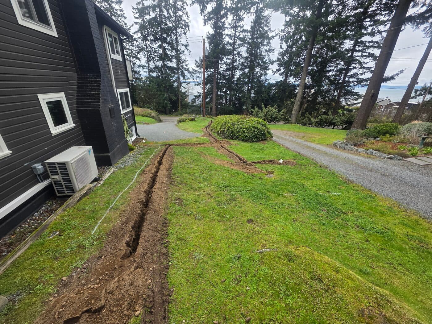 Completed irrigation installation with clean trenching