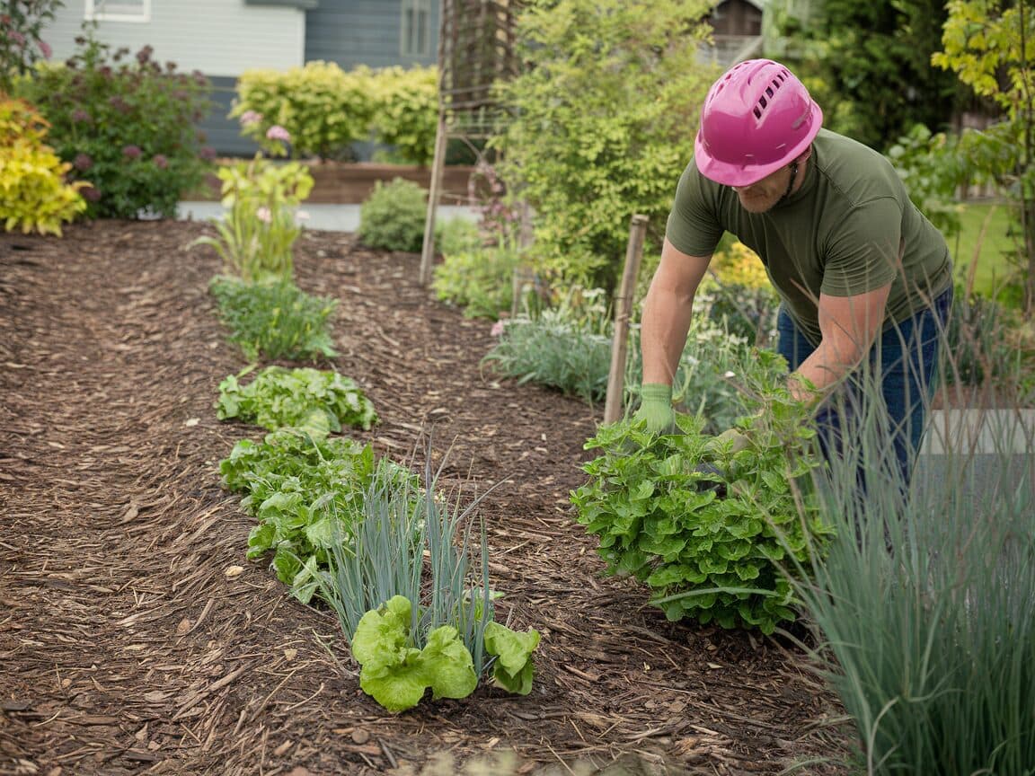 Garden bed weeding and bark mulch service